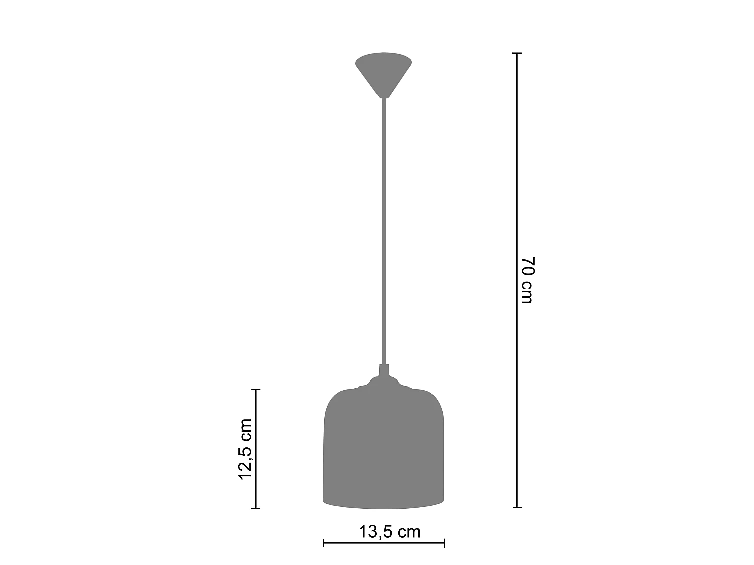 Suspension TOSEL ,céramique,Gris ,H70xD 13,5xP13,5cm