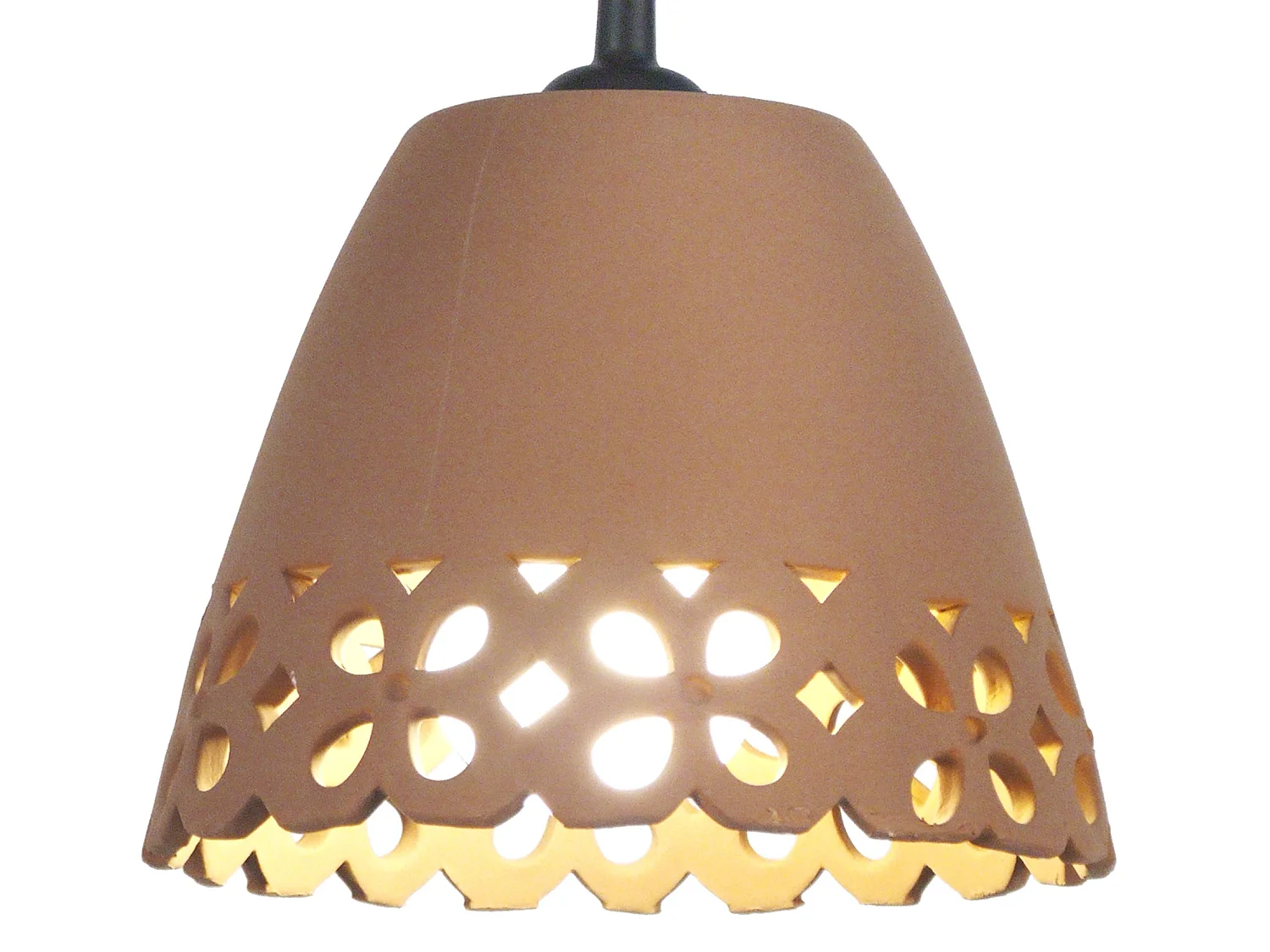 Lampadario a sospensione  cupola  ceramica  perforato  FARO marrone  D'17cm