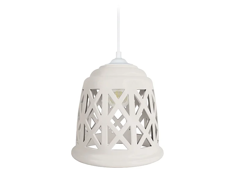 TOURAL - Suspension cloche poterie   blanc