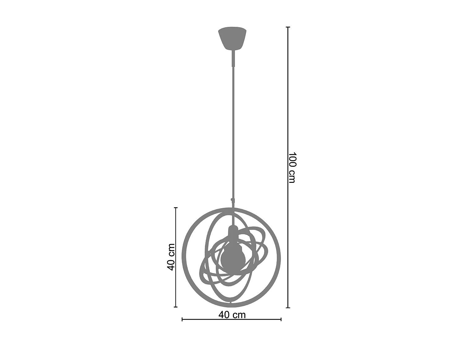 Suspension TOSEL ,métal,Noir ,H 100xD40x P 40cm