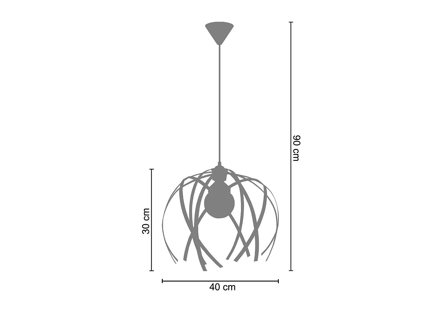 Suspensão TOSEL  CRAB BIG metal geométrico cinza D40 x  H90  cm