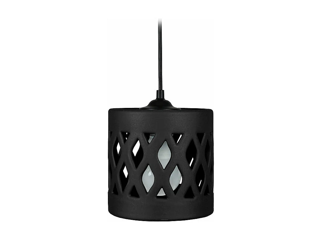 Suspension cylindre potterie  noir 74 cm.