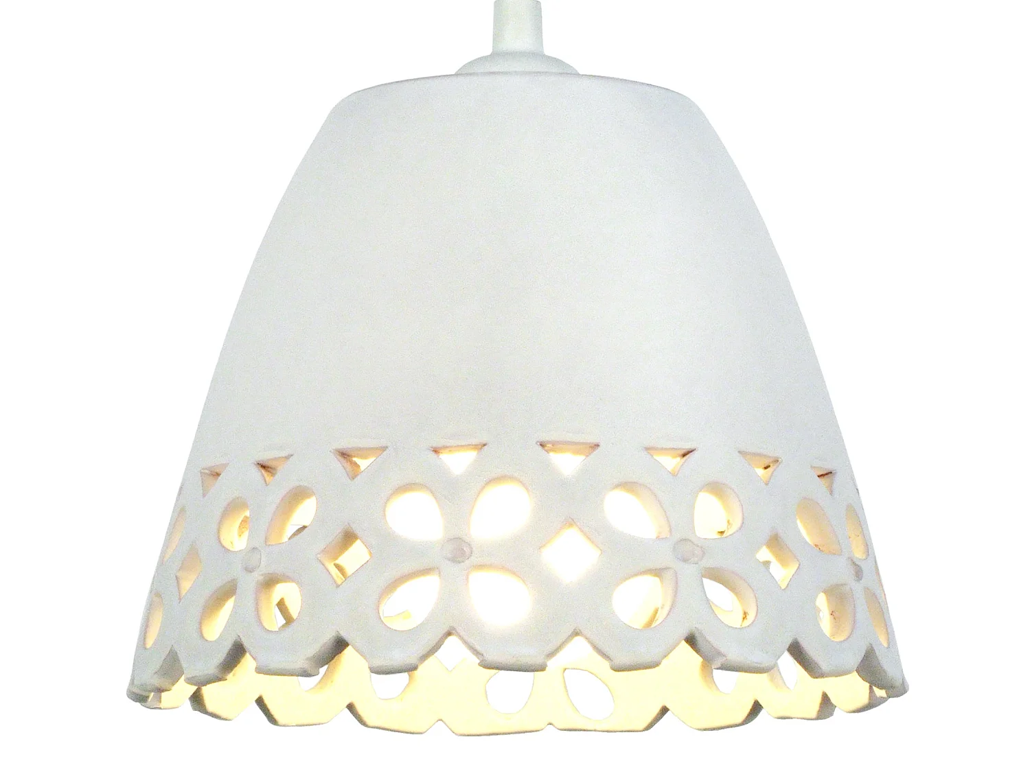 Lampadario a sospensione  cupola  ceramica  perforato  FARO bianco  D'17cm