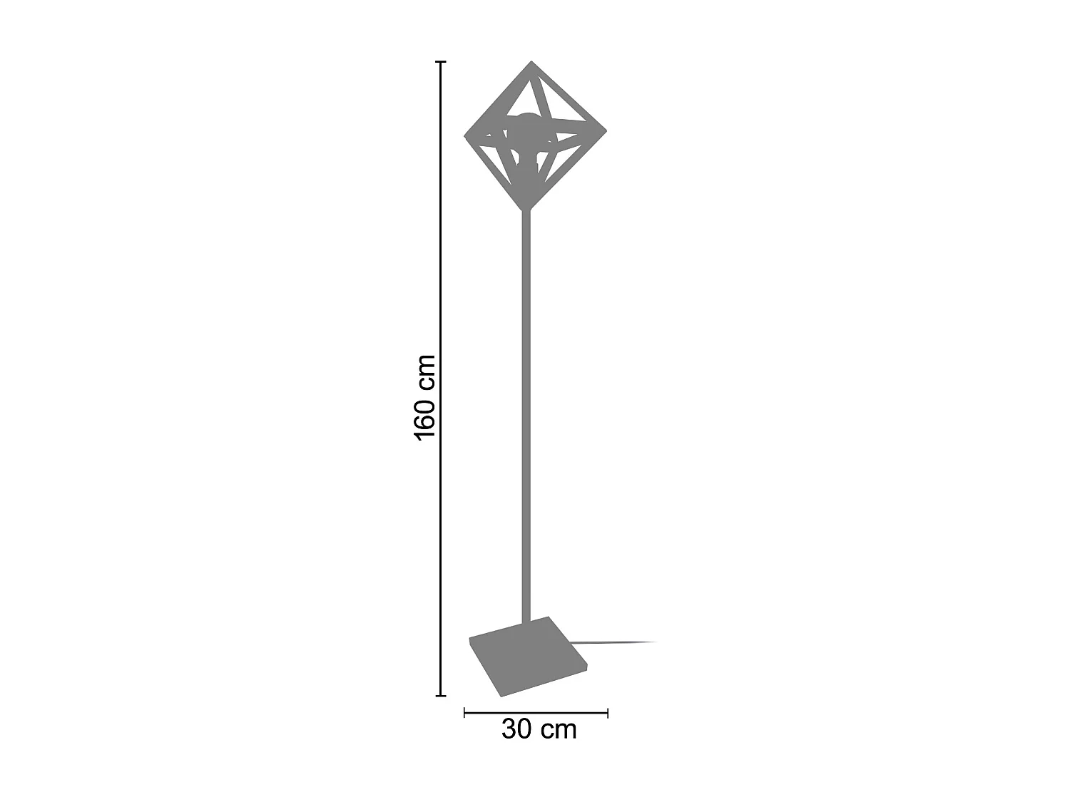 Lampadaire géométrique métal  noir 160 cm.