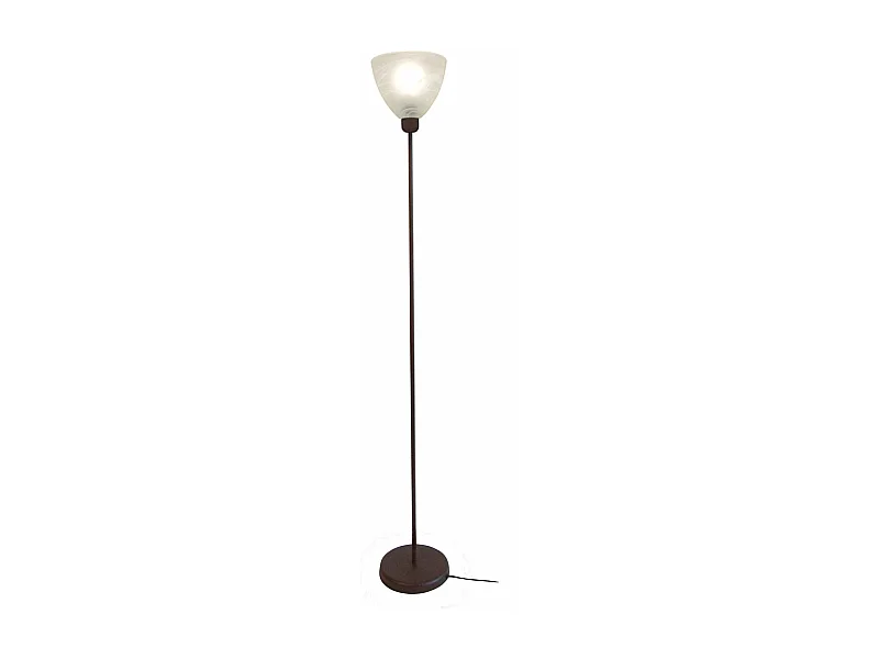 Lampadaire verre,tube métal marron173 cm.
