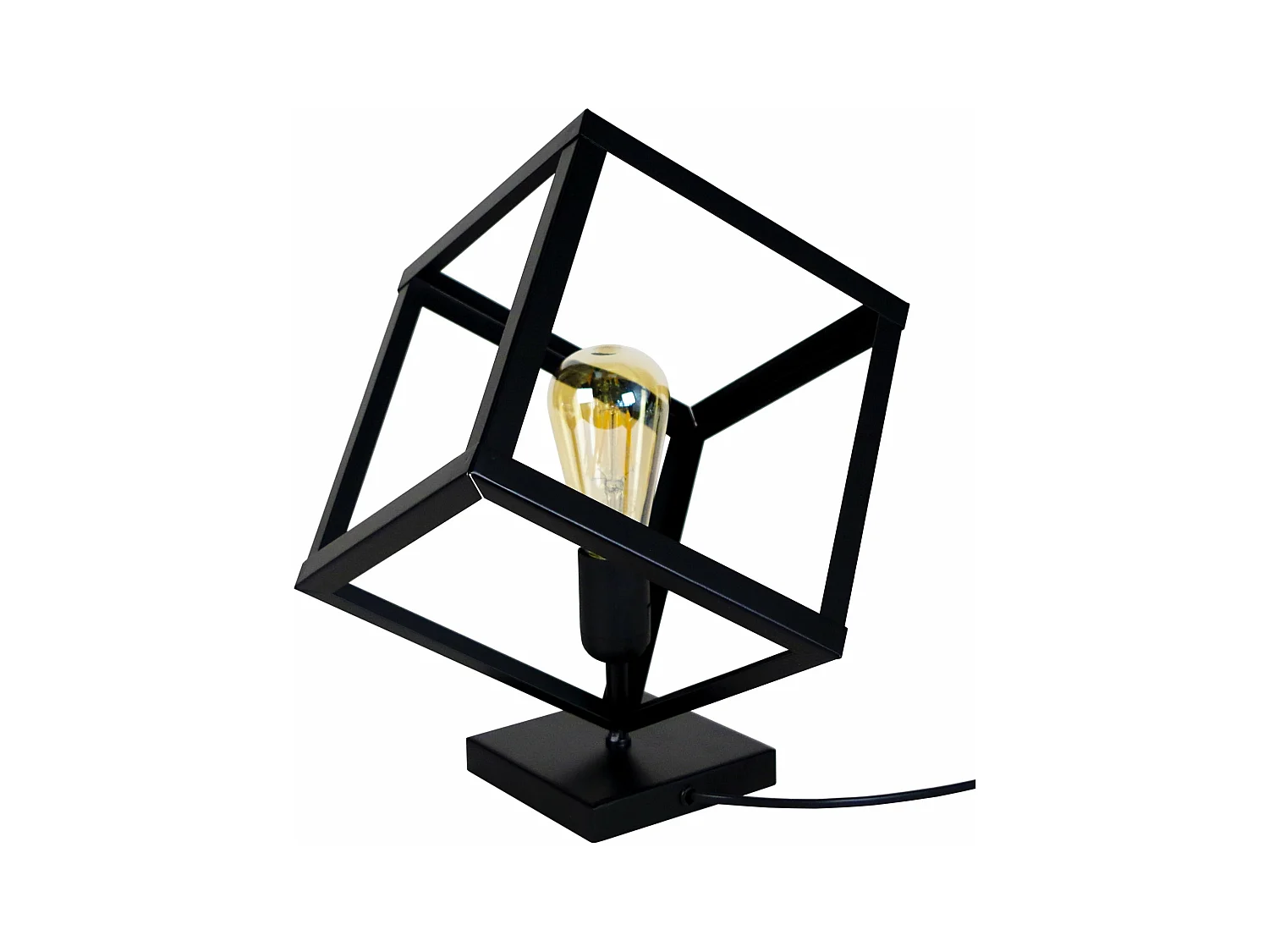Abajur TOSEL BOIS CUBE lâmpada decorativa quadrado marfim D8 x  H21  cm