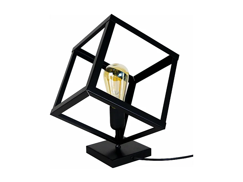 Lampe a poser géométrique métal  noir 37 cm.