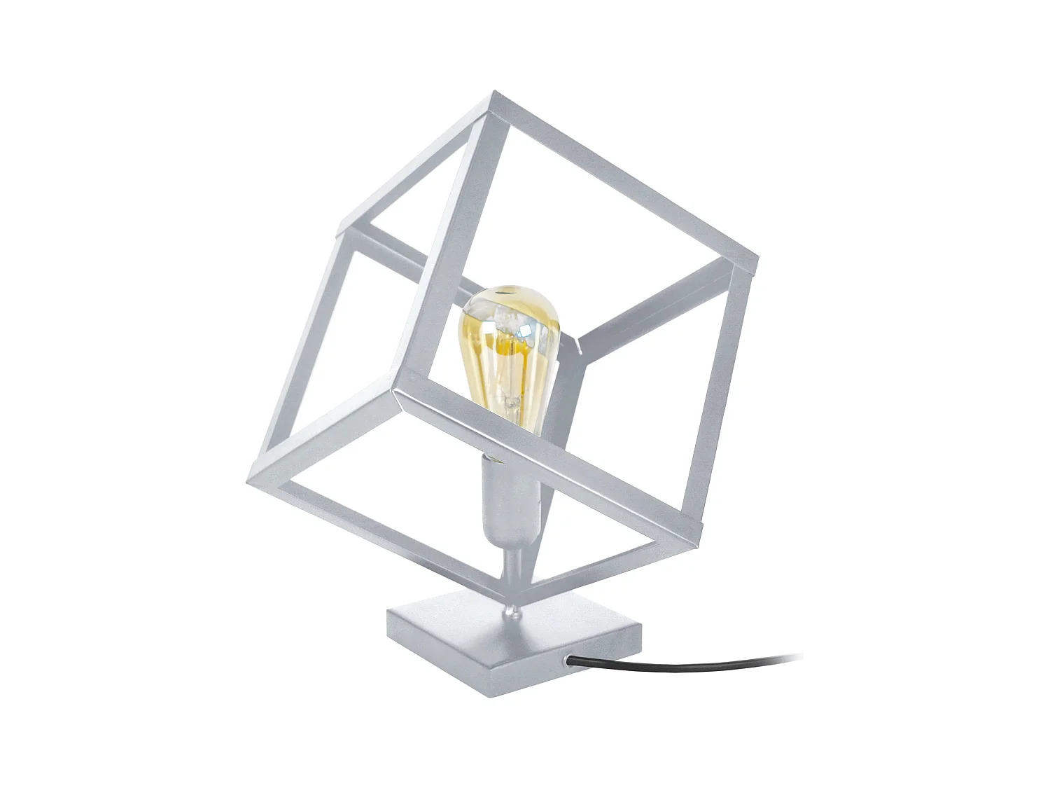 Lampe a poser géométrique métal  gris 37 cm.
