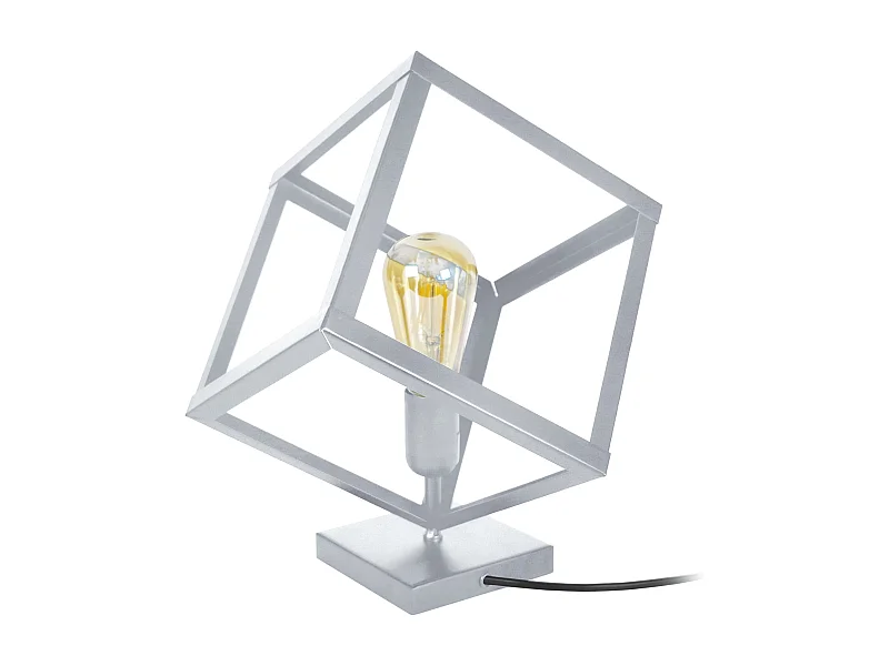 Abajur TOSEL BOIS CUBE lâmpada decorativa quadrado cinza D8 x  H21  cm