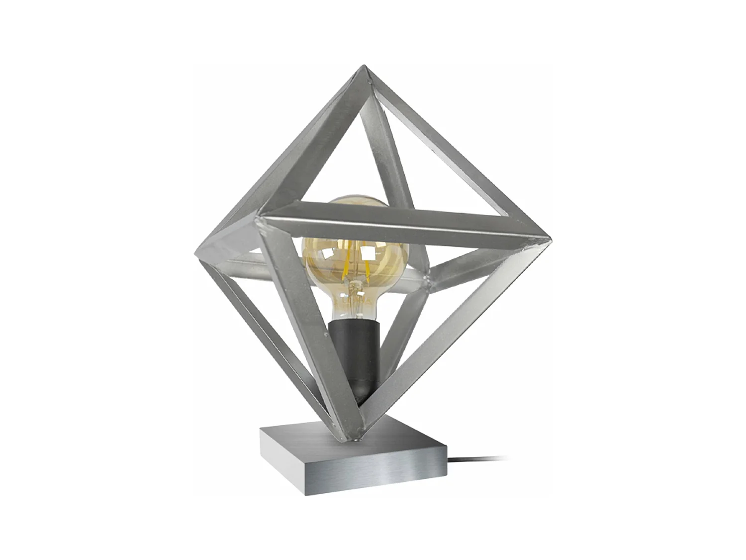 Lampe a poser carré métal  gris 30 cm.