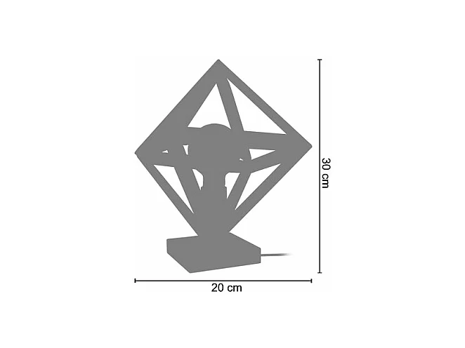 Lampe a poser carré métal  gris 30 cm.