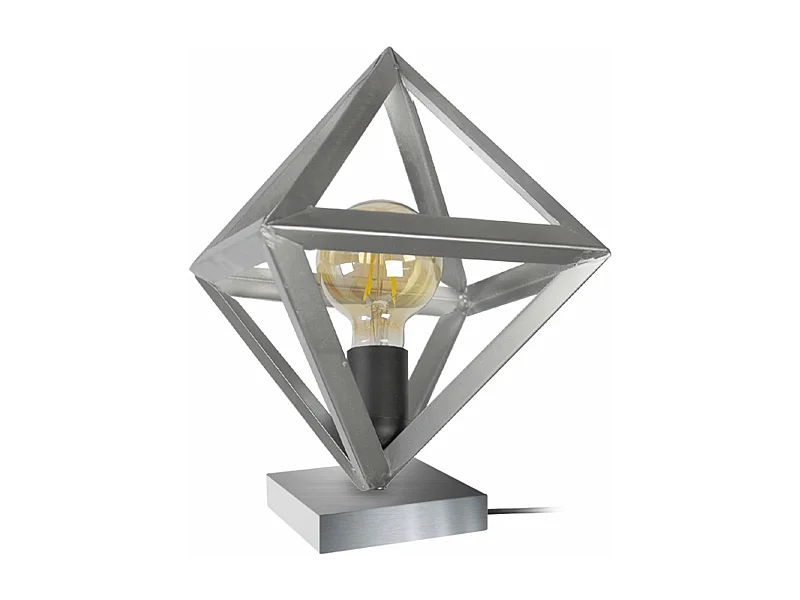 Lampe a poser carré métal  gris 30 cm.