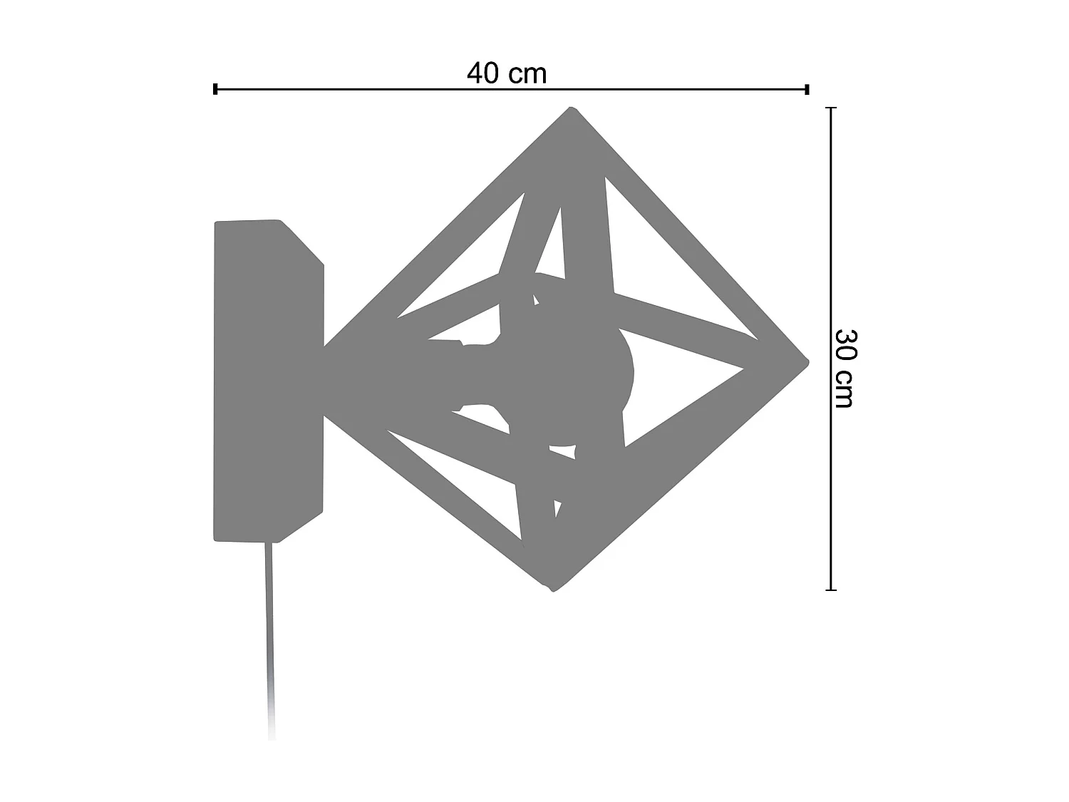 Aplique TOSEL ,metal,Negro ,A80xD24xP24cm