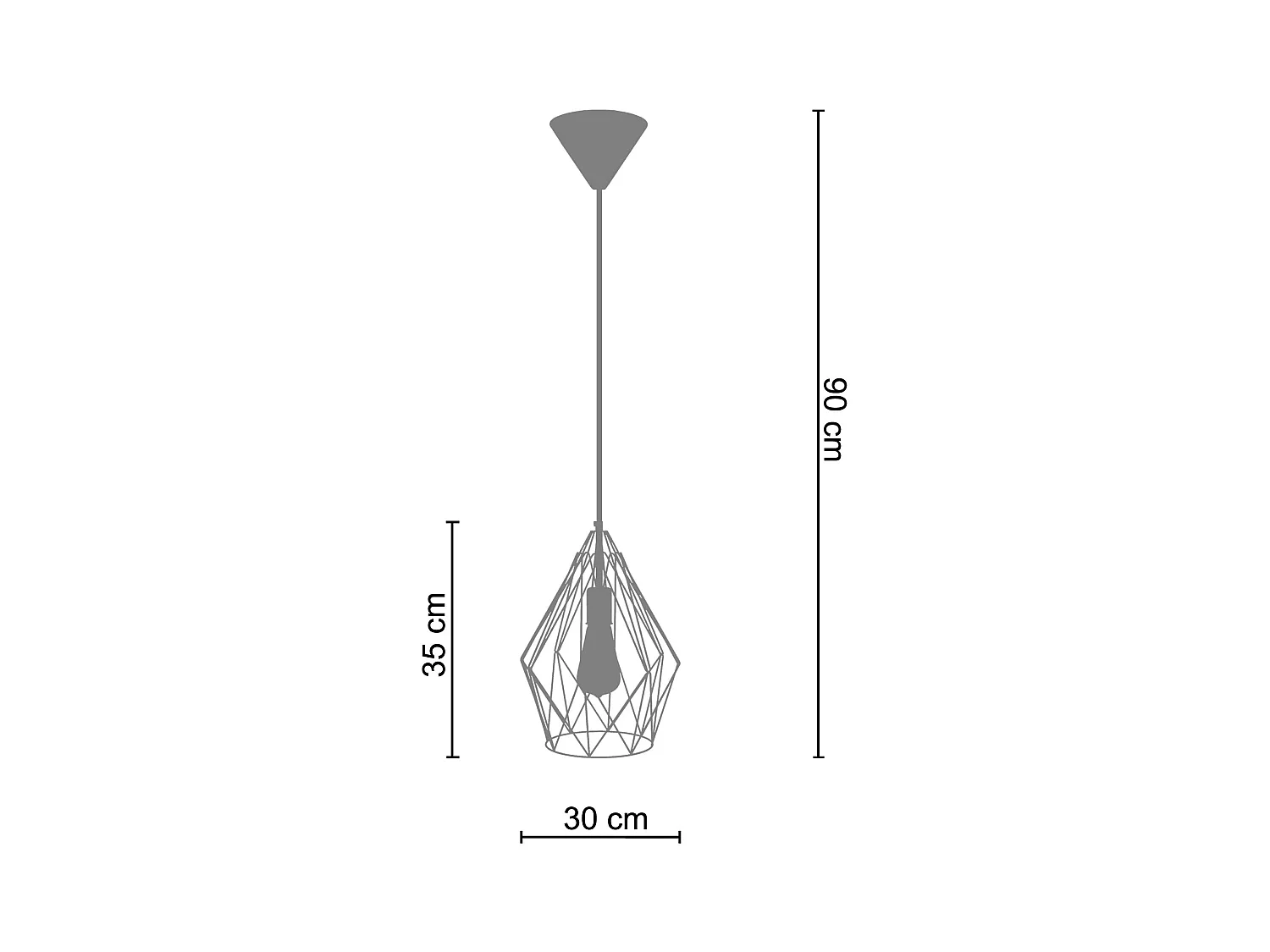 Suspensión  TOSEL ,metal,Dorado ,A90xD35xP30cm