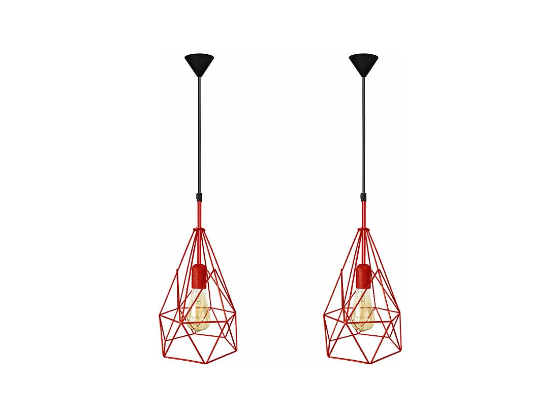 Suspension géométrique métal rouge 96 cm.