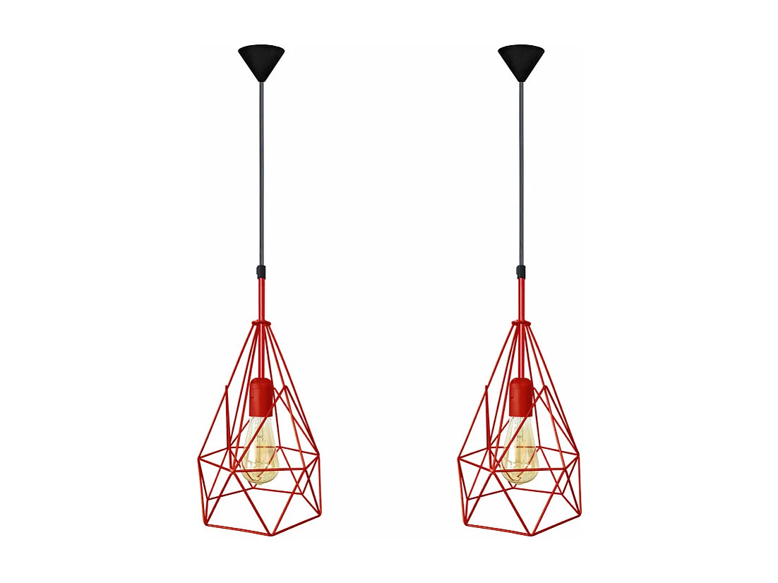 Suspension géométrique métal rouge 96 cm.