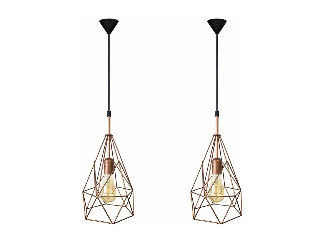 pair Suspension géométrique métal cuivre 96 cm.