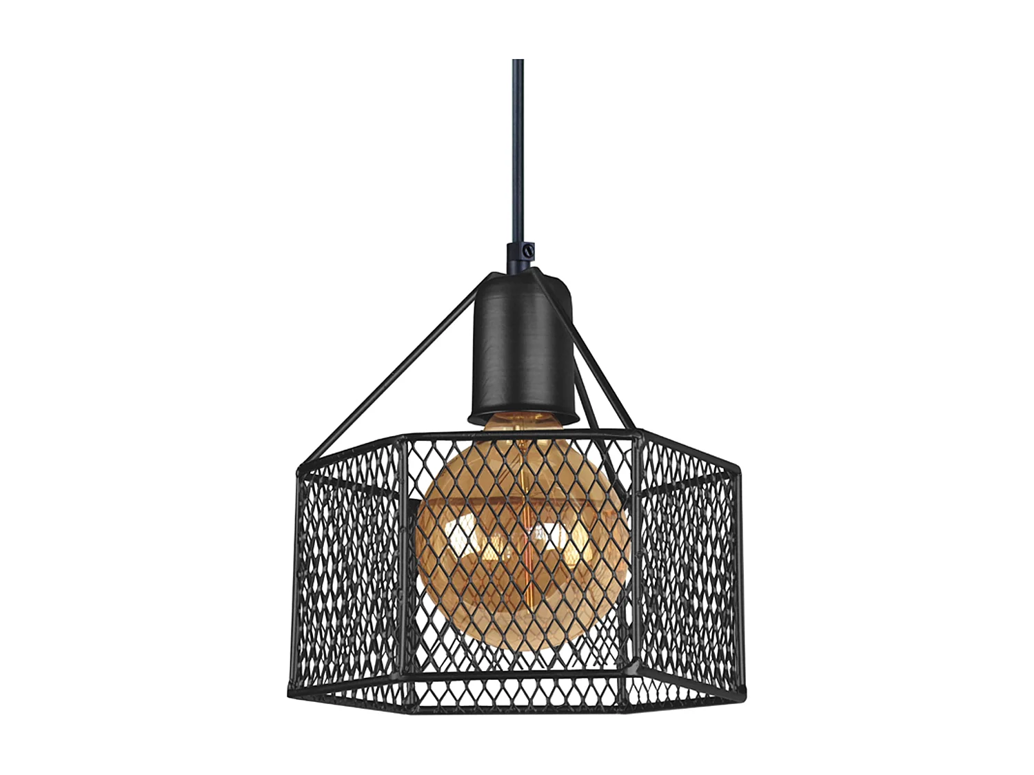 Suspensão TOSEL ADONIS metal geométrico preto D20 x  H77  cm