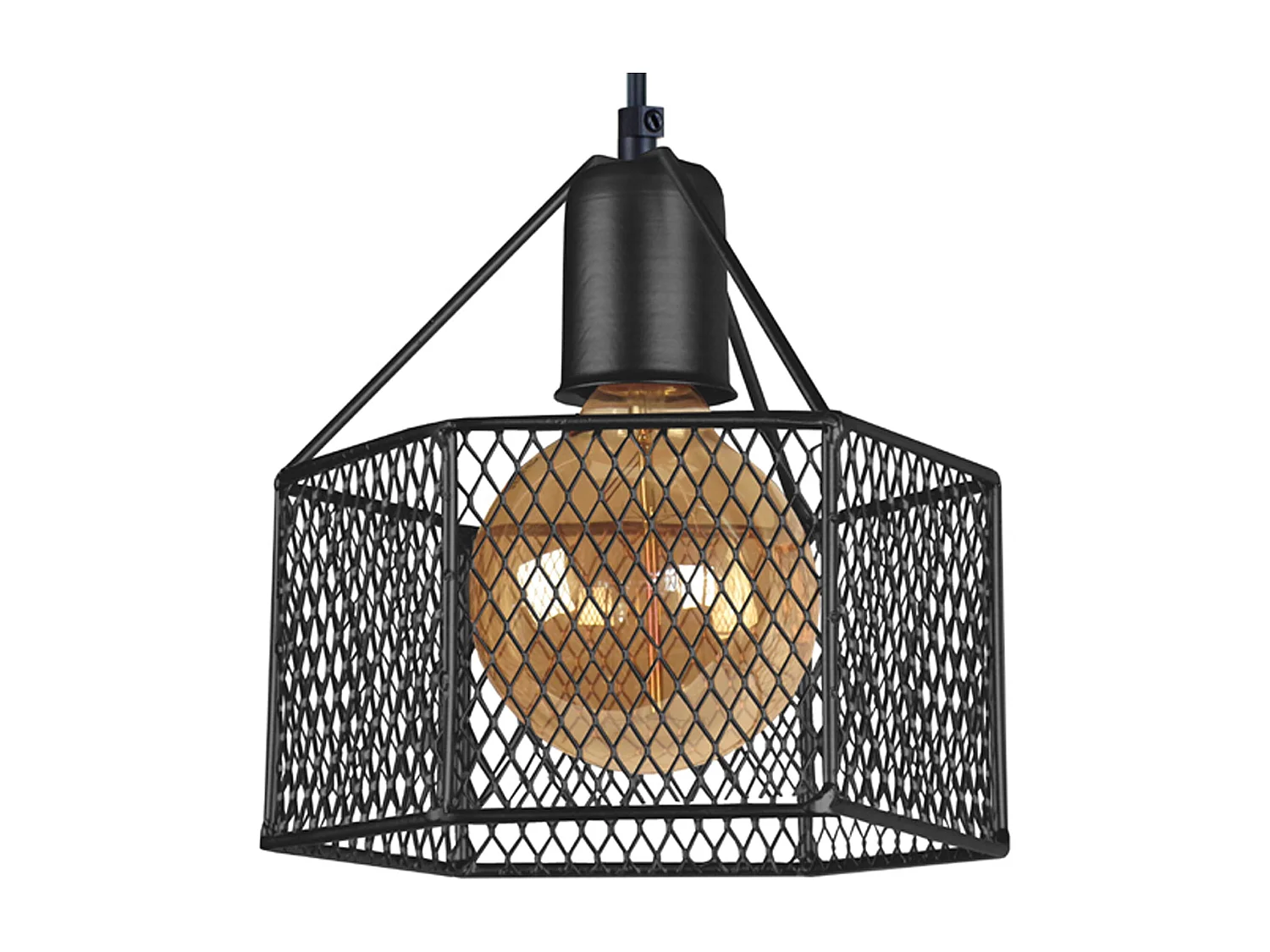 Suspensão TOSEL ADONIS metal geométrico preto D20 x  H77  cm