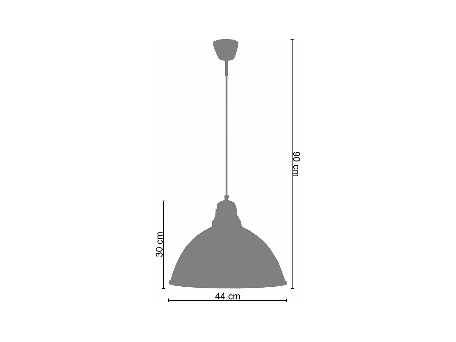 Suspensão TOSEL  BACINO    metal cúpula Preto fosco D44 x  H90  cm