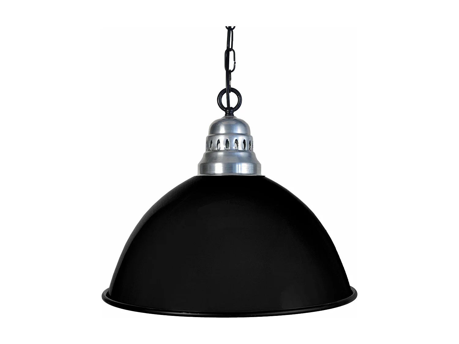 Suspension cloche métal gris  noir 90 cm.