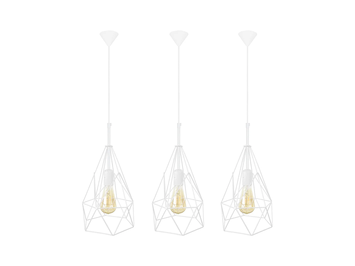 Suspensão TOSEL  PYRAMIDAL LOT 3 vidro quadrado rosa D40 x  H70  cm