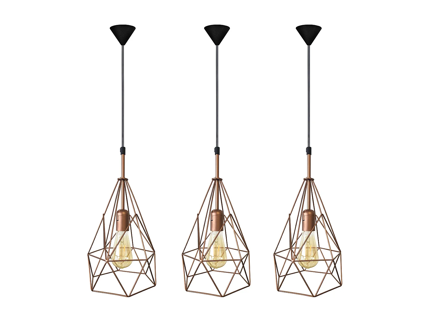 Suspension TOSEL ,métal,Cuivre ,H 96x D20xP20cm