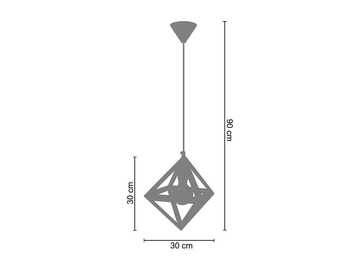 Suspensión  TOSEL ,metal,Blanco ,A 90xD 30x P 30cm