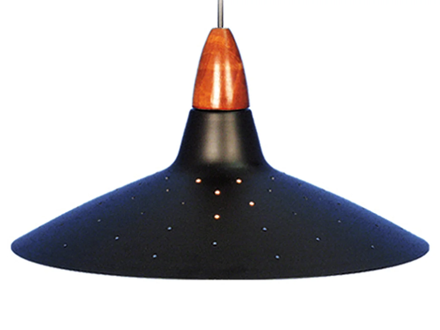 Lampadario a sospensione  legno metallo legno escura conico MATHIAS nero D'35cm