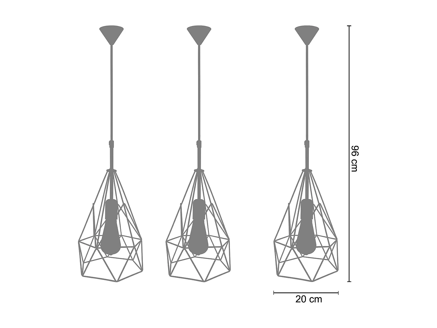 Suspension TOSEL ,métal,Aluminium,H96xD20xP20cm