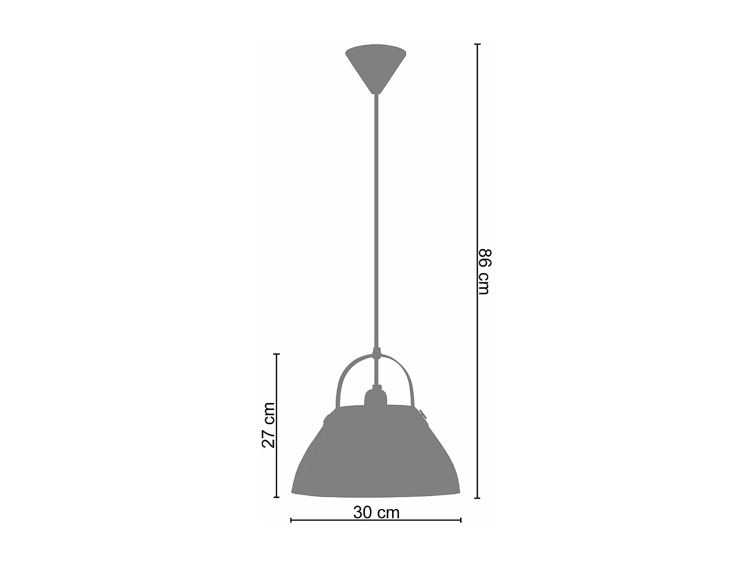 Suspension dôme métal  blanc 86 cm.
