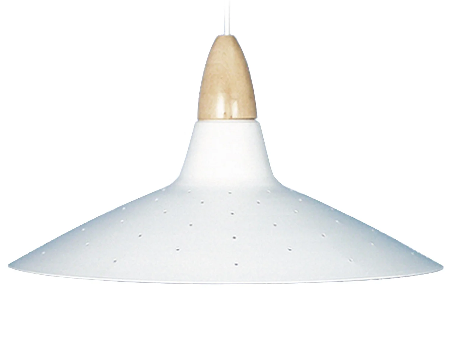 Lampadario a sospensione  legno metallo legno conico MATHIAS bianco  D'35cm