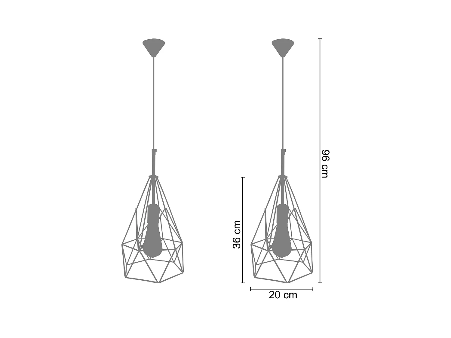 Suspensión  TOSEL ,metal,Dorado ,A 96x D20xP20cm