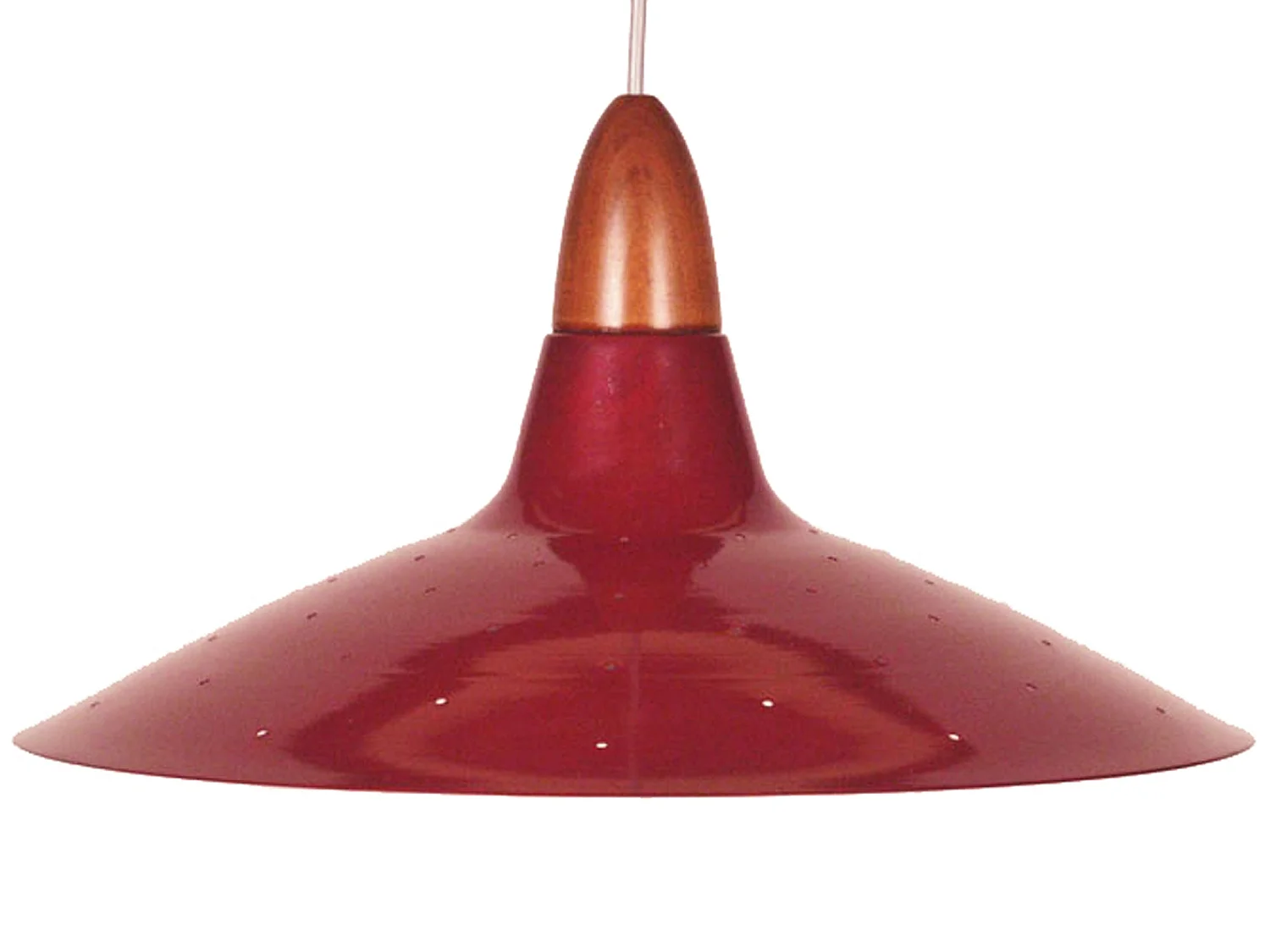 Lampadario a sospensione  legno metallo cone MATHIAS rosso  D'35cm