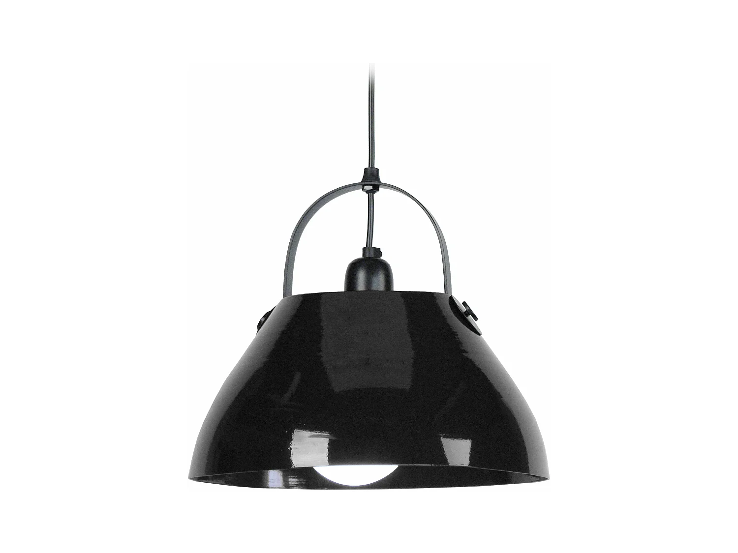 Suspension dôme métal  noir 86 cm.