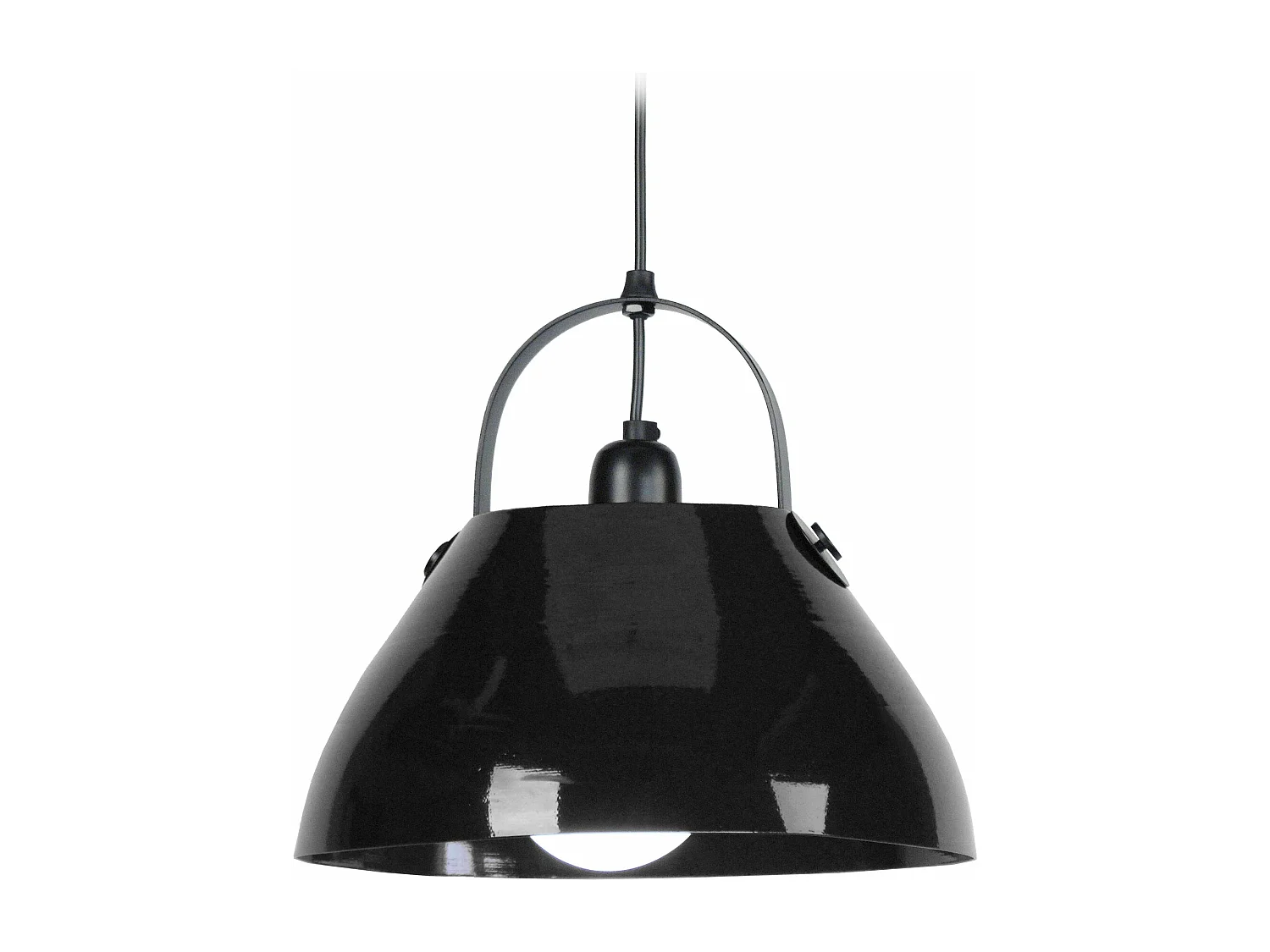 Suspension dôme métal  noir 86 cm.