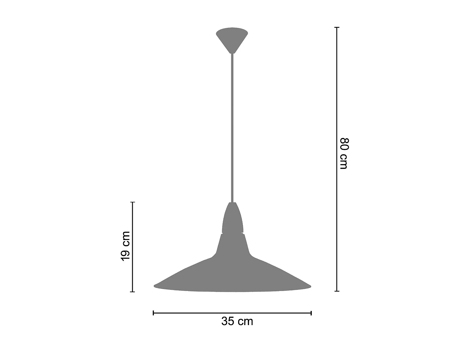 Suspensão TOSEL  DEMI LUNE metal cúpula carmim D29,5 x  H68  cm