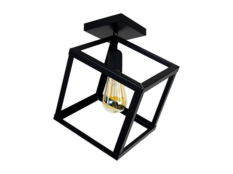 Plafonier TOSEL HEXAÈDRE A metal geométrico preto D35 x  H37  cm