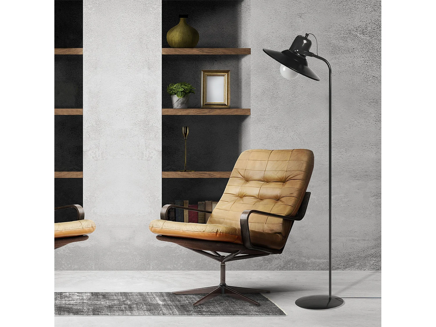 Lampadaire de Bureau TOSEL ,métal,Noir , H 150xD29xP29cm