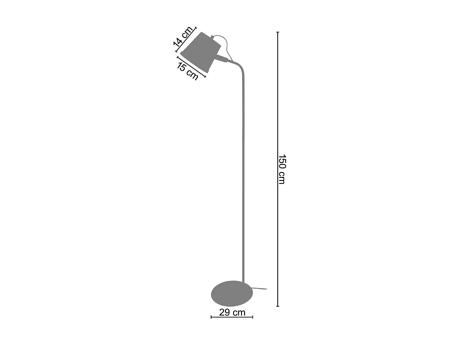 Lampadaire articulé métal  aluminium, 150 cm.