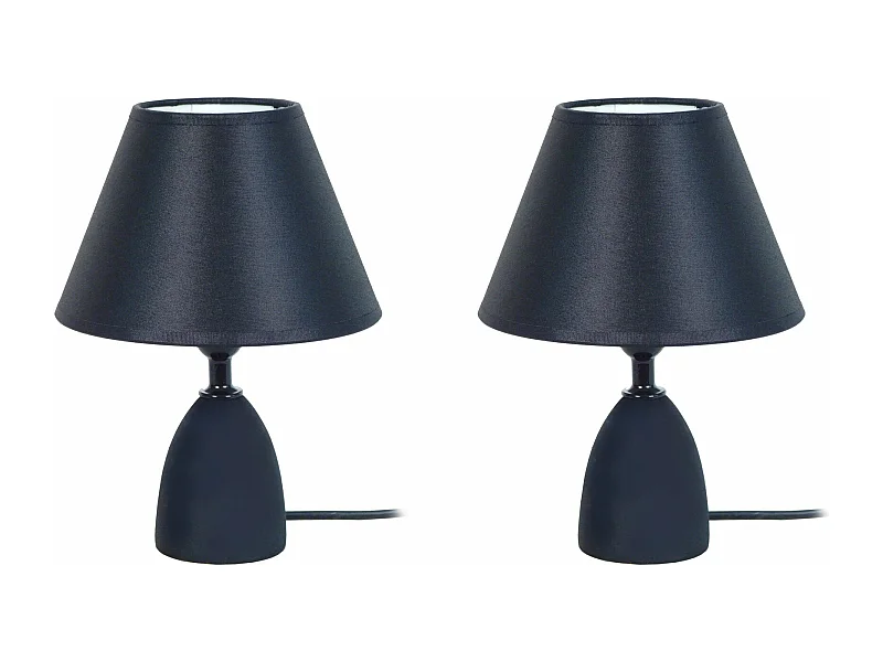 Pair de Lampes de chevet conique bois  noir 22 cm.