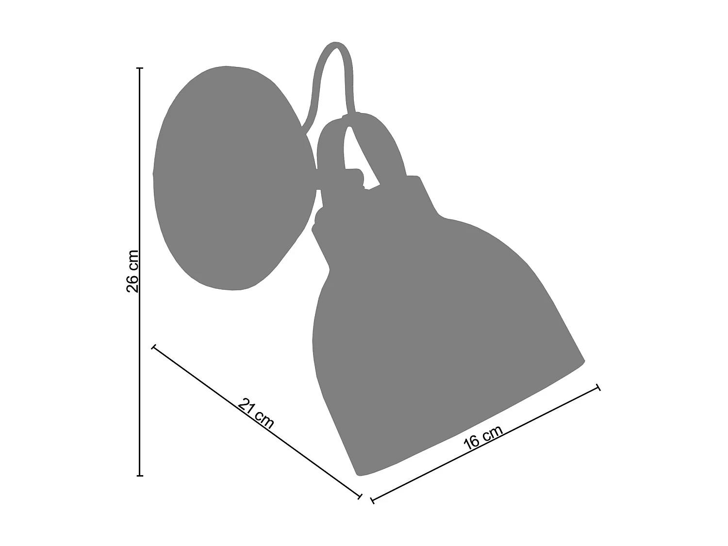 Aplique TOSEL ,metal,Negro , A16xD22xP 21cm