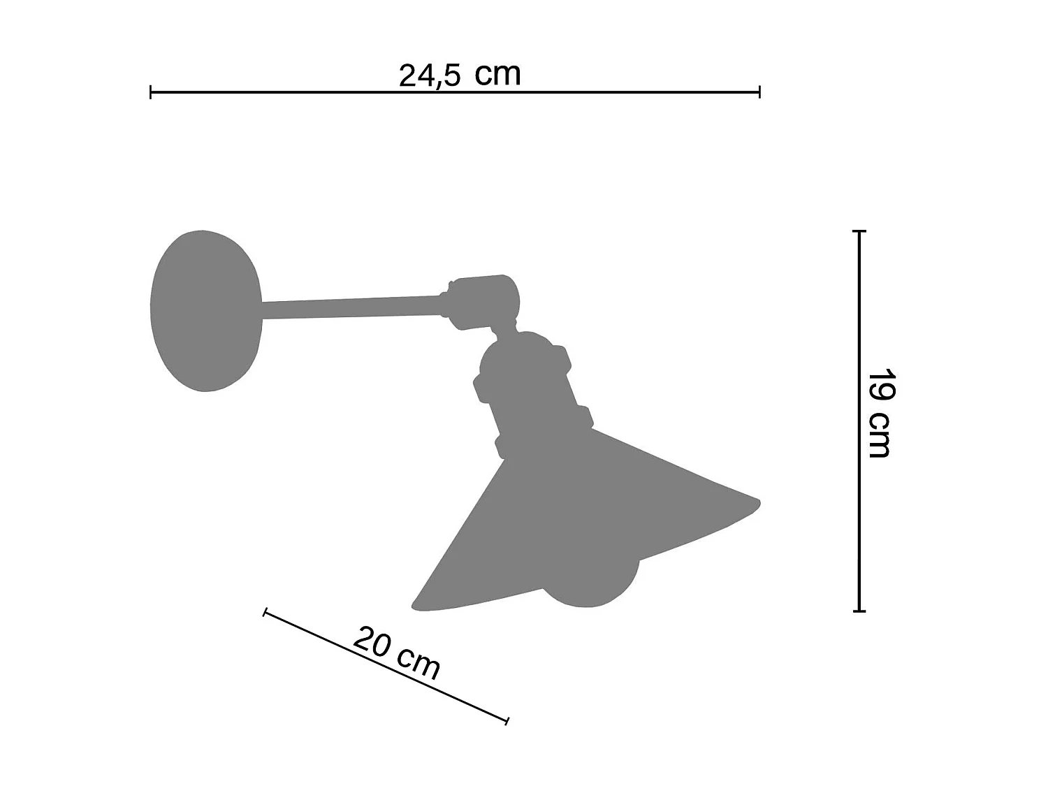 Aplique TOSEL OLDHAM A metal articulado antracite D37 x  H19  cm