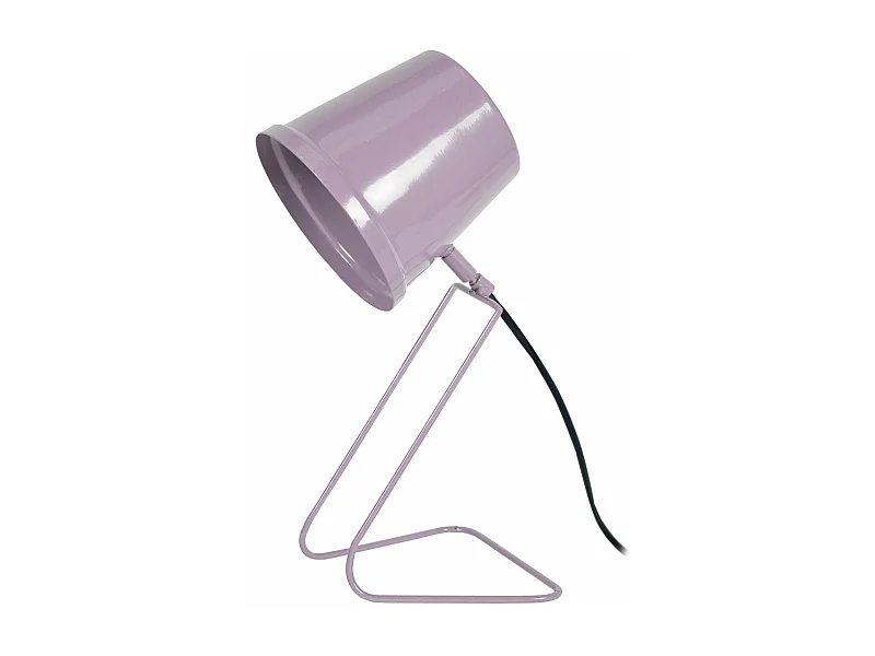 Lampe de bureau conique métal  mauve 38 cm.