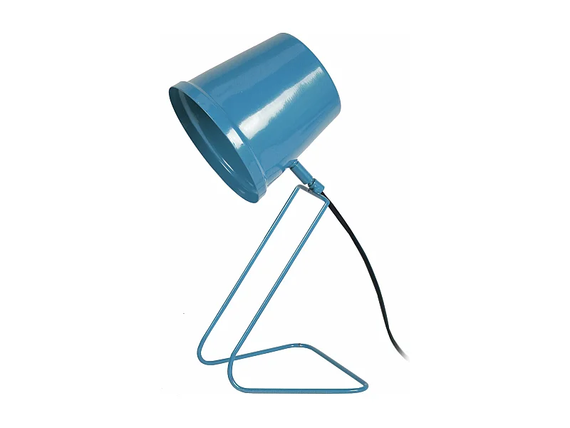 Lampe de bureau conique métal  bleu gris 38 cm.