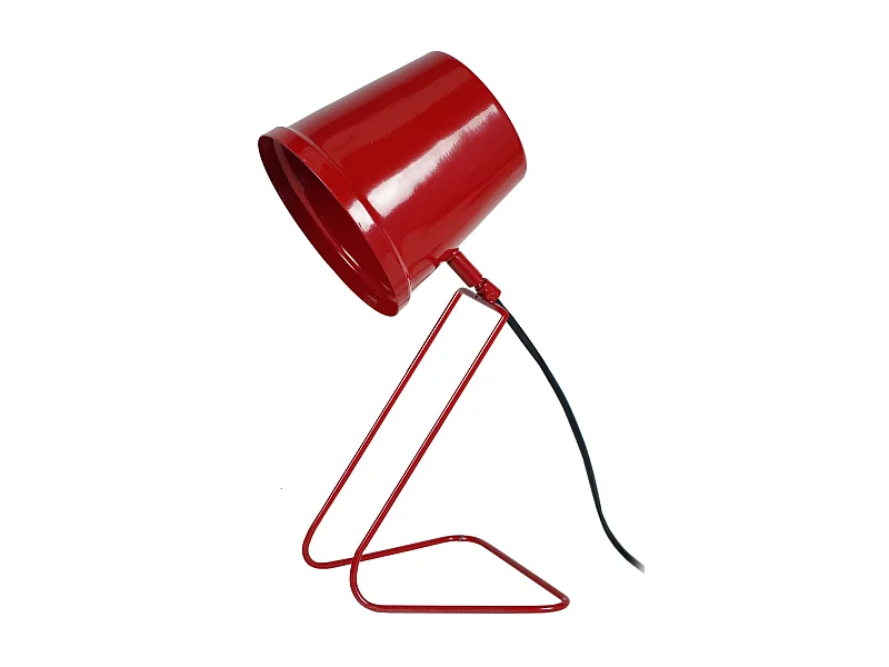 Lampe de bureau conique métal  rouge 38 cm.