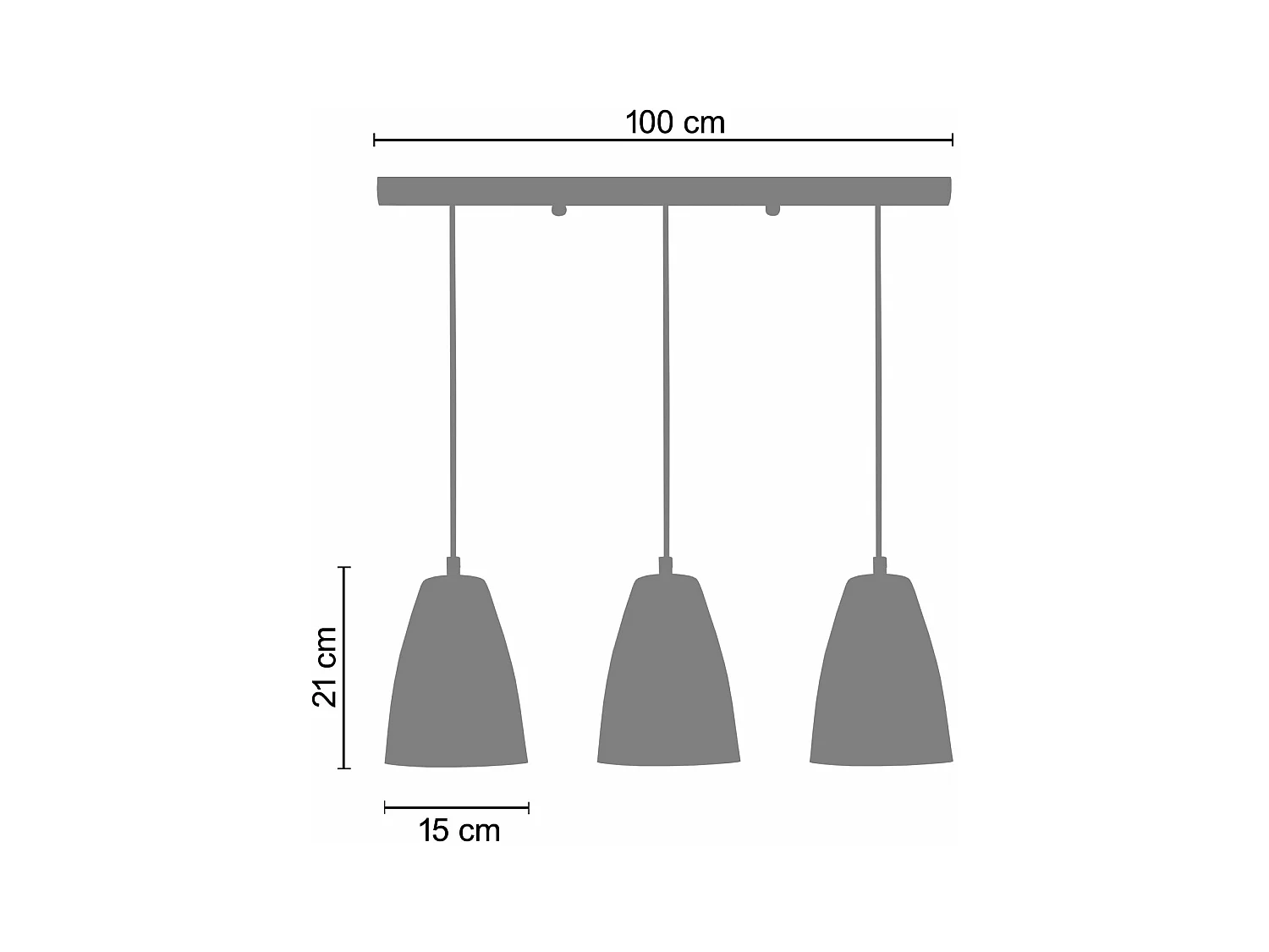 Suspensão TOSEL  LARSEN metal cônico cinza D15 x  H78  cm