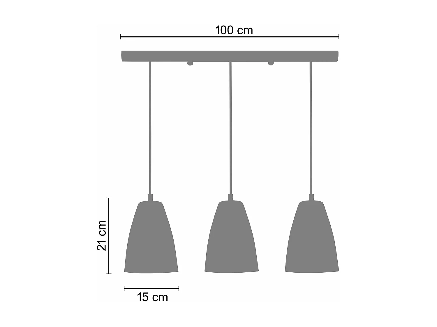 Suspensão TOSEL  LARSEN metal cônico cinza D15 x  H78  cm
