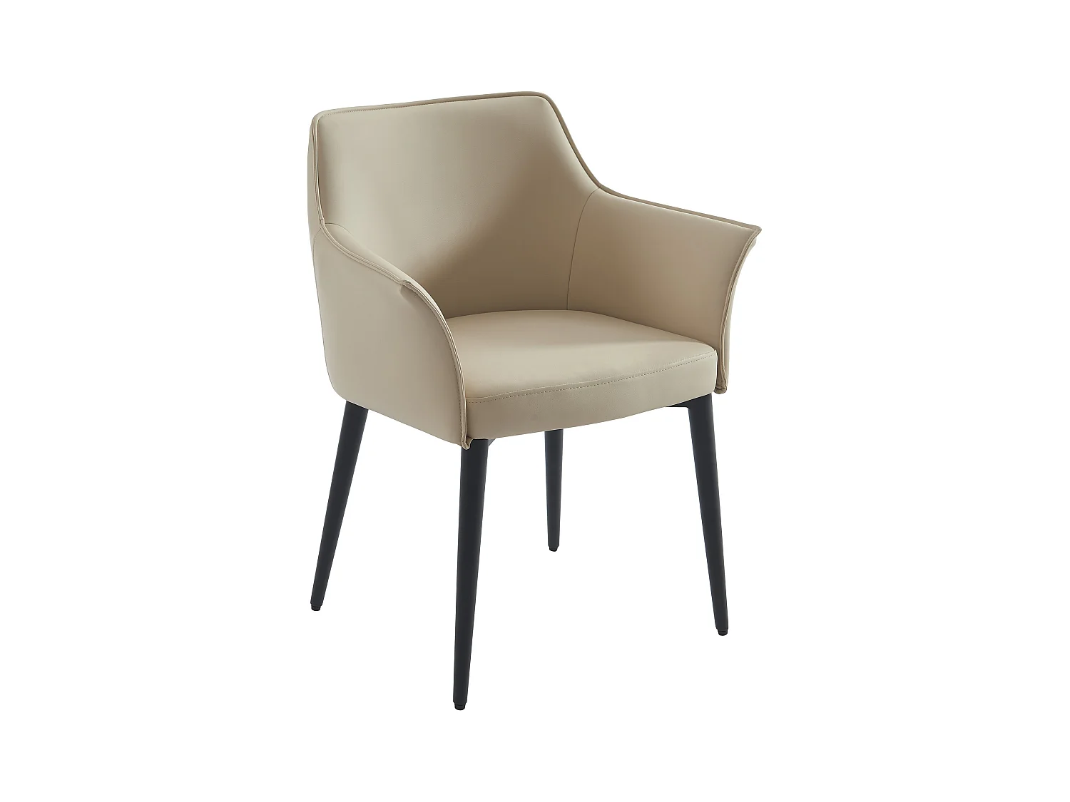 Lot de 2 chaises avec accoudoirs en simili et métal noir - Beige - MIALOV