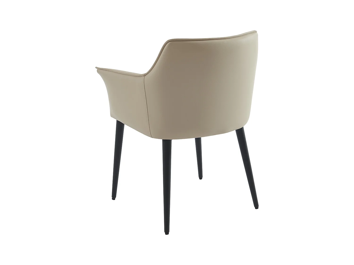 Lot de 2 chaises avec accoudoirs en simili et métal noir - Beige - MIALOV